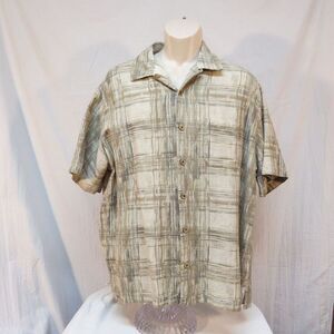 Caribbean Pure Silk Shirt Size XL Brown Tones